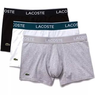 LACOSTE MEN'S CASUAL CLASSIC 3 PACK COTTON STRETCH TRUNKS LARGE