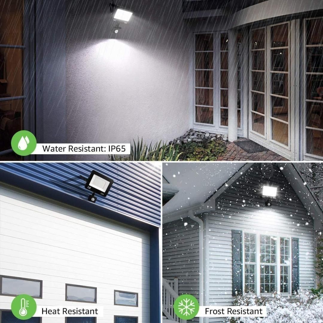 Lepro Security Lights Outdoor Motion Sensor, 50W PIR Sensor Security Light,  4200 Lumens Super Bright, Ultra Thin, Water-Resistant Flood Light for  Garden, Patio, Backyard, Rooftop and More++, Furniture  Home Living,  Lighting