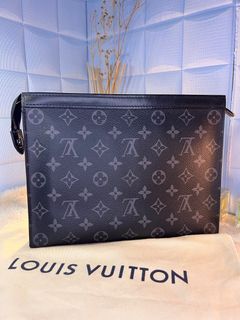 Authentic Louis Vuitton Damier Graphite Stripe Pochette Voyage mm Clutch
