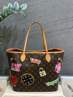 Louis Vuitton Neverfull Monogram Patches MM Fuchsia Lining in