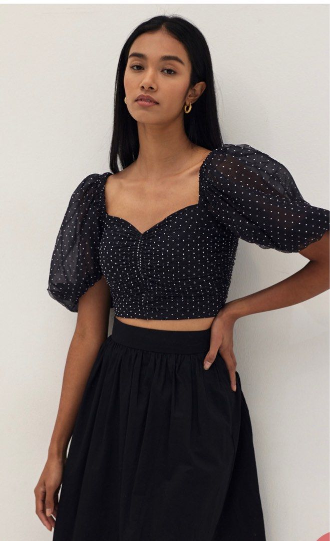 Love bonito Gisele Polka Dot Bustier Top Women s Fashion Tops