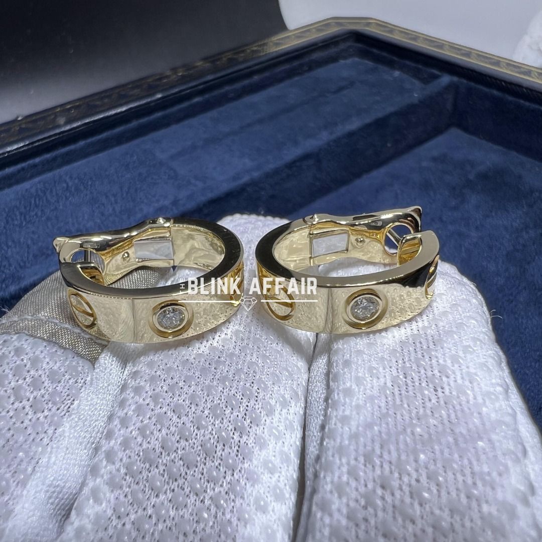LOVE Classic 1 Diamond Earrings 18K Yellow Gold Women s Fashion