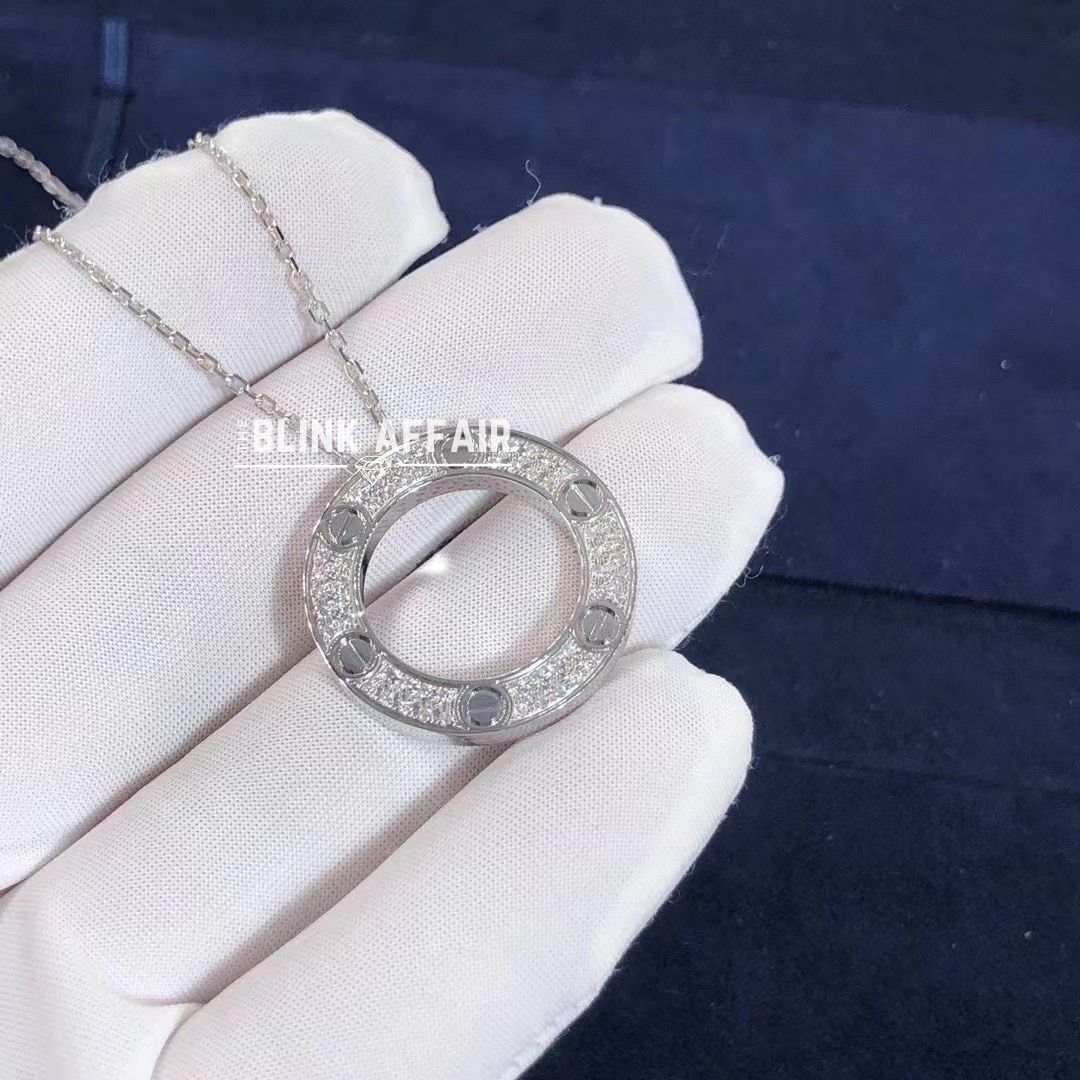 Cartier love necklace clearance white gold diamonds