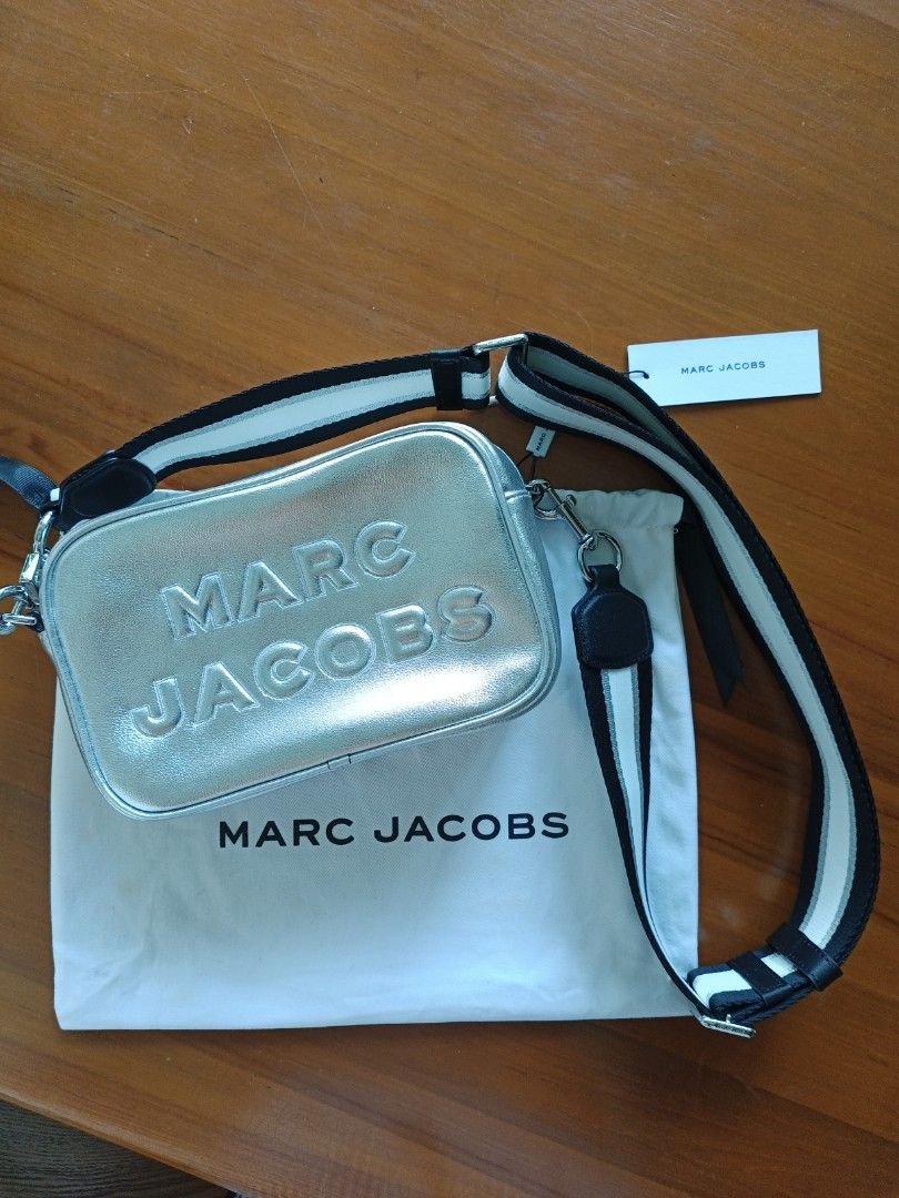 Marc Jacobs Full Leather Silver Crossbody Bag Women s Fashion