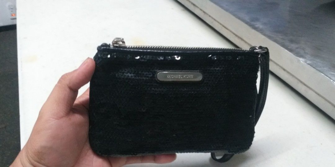 Michael Kors sequin Purse Black small party Clutch Women s