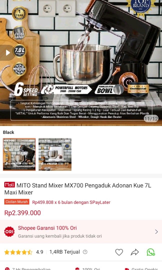 MITO Stand Mixer MX700 7L on Carousell