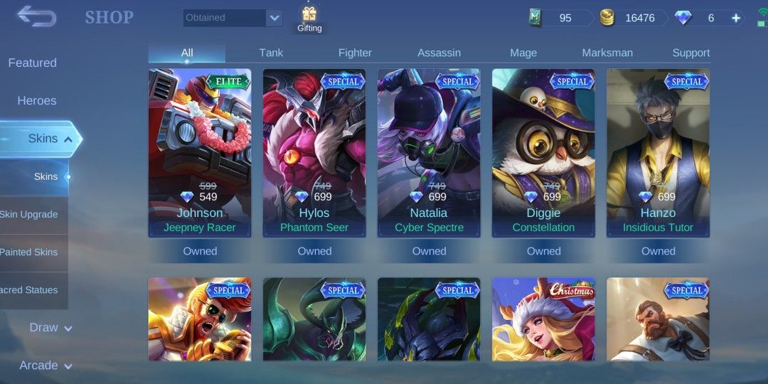 Ruby 200 MOBILE LEGENDS KOF CHOU X ASPI RUBY 200+ SKINS, Video Gaming, Gaming ...