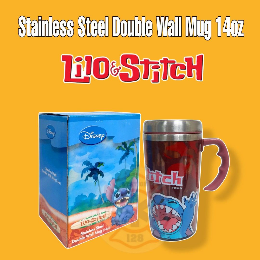 Mug/Stainless Steel Double Wall Mug 14oz (Category: Coffee & Tea Tableware) located in Quezon City. Submitted by artegiftshop (Listing ID 1251707190, Image 1). Description: Mug/Stainless Steel Double Wall Mug 14oz Lilo & Stitch Description: Mug/Stainless Steel Double Wall Mug 14oz Features: The great coffee mug fits 14 oz of liquid. Great for people on the go, especially for people in the delivery industry as a gift. It is perfect for coffee, lat