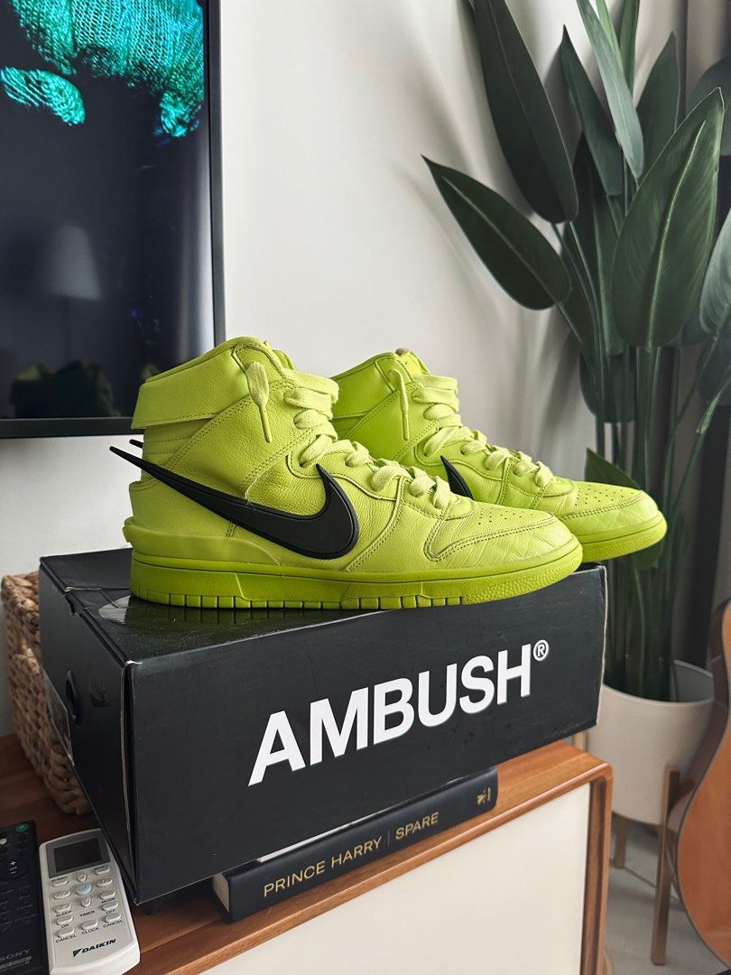 Nike Dunk High Ambush Flash Lime, Men's Fashion, Footwear