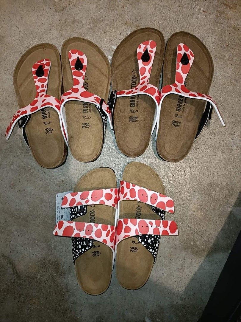 ORIG BIRKENSTOCK Gizeh Arizona Red Polka Dot Women s Fashion Footwear Flats Sandals on Carousell