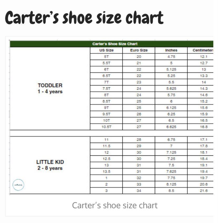 Size chart best sale oshkosh shoes