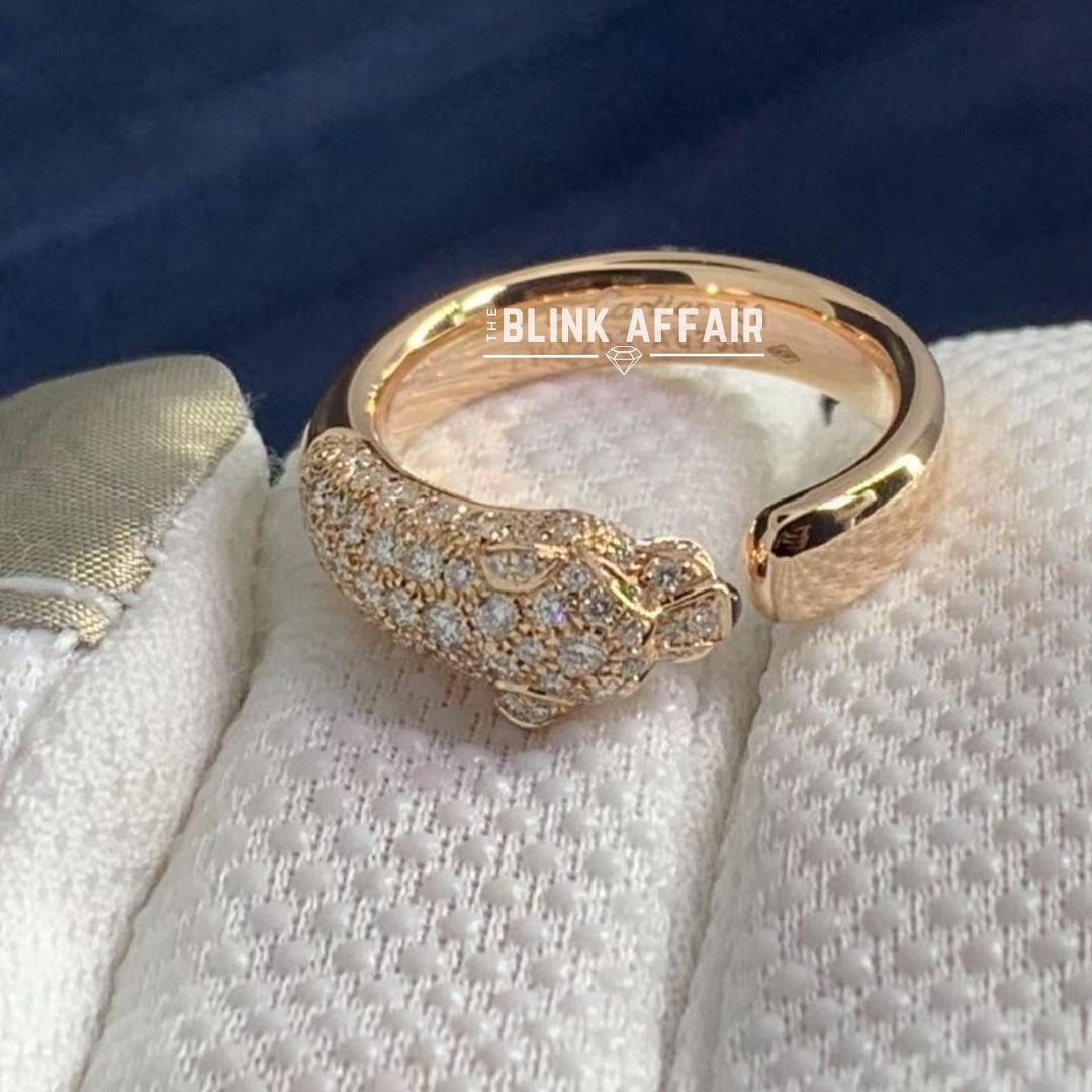 Panthere SM Half Pave Ring 18K Rose Gold Women s Fashion Jewelry