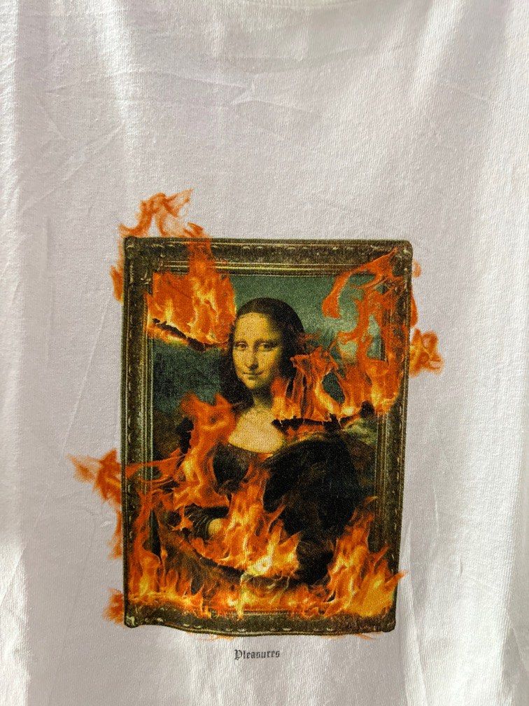 Bf Hd Monalisa - Pleasures Burning Mona Lisa T shirt, Men's Fashion, Tops & Sets, Tshirts &  Polo Shirts on Carousell