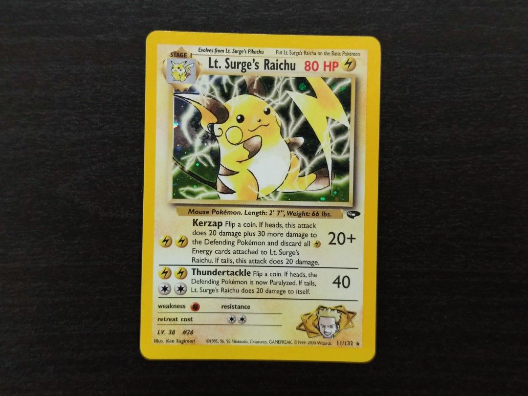 Pokemon Lt Surge Raichu 11/132 Holo Rare, Hobbies & Toys, Toys & Games on  Carousell