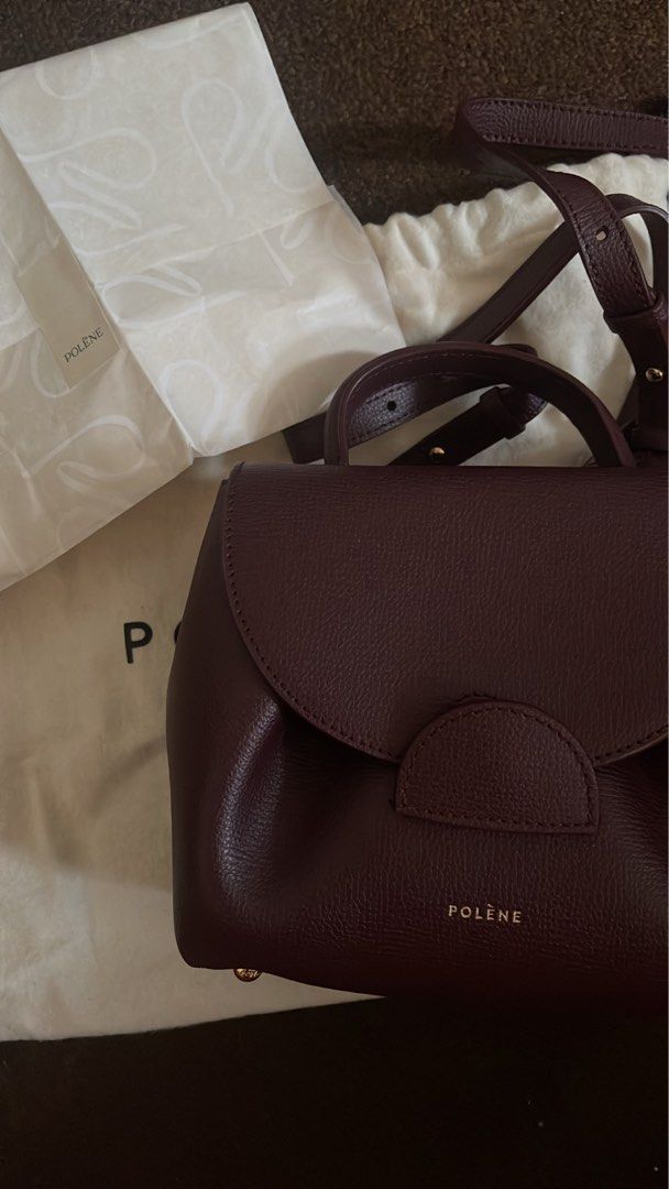 Polène  Bag - Numéro Un Nano - Bordeaux Textured leather
