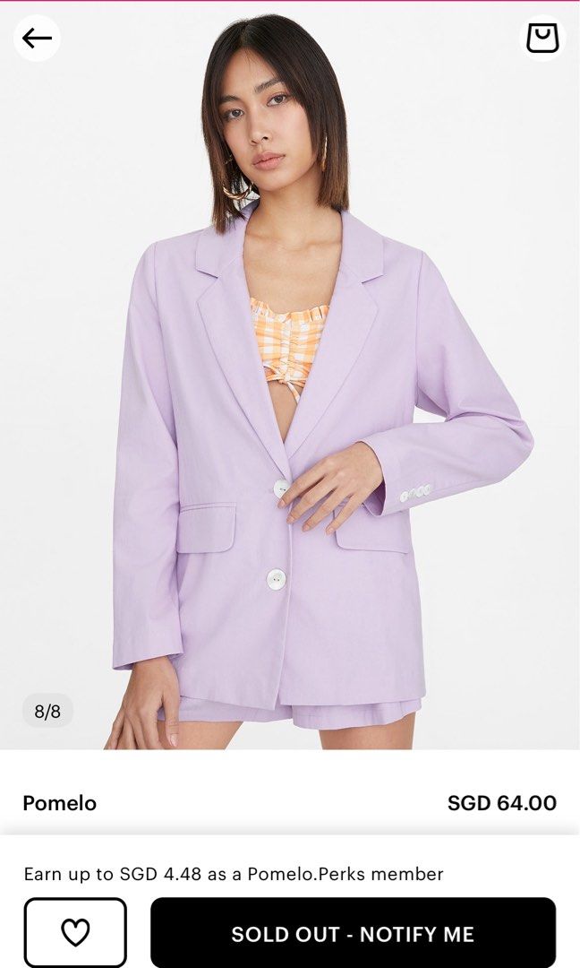 Pomelo Oversized Front Pocket Blazer Purple Women s Fashion