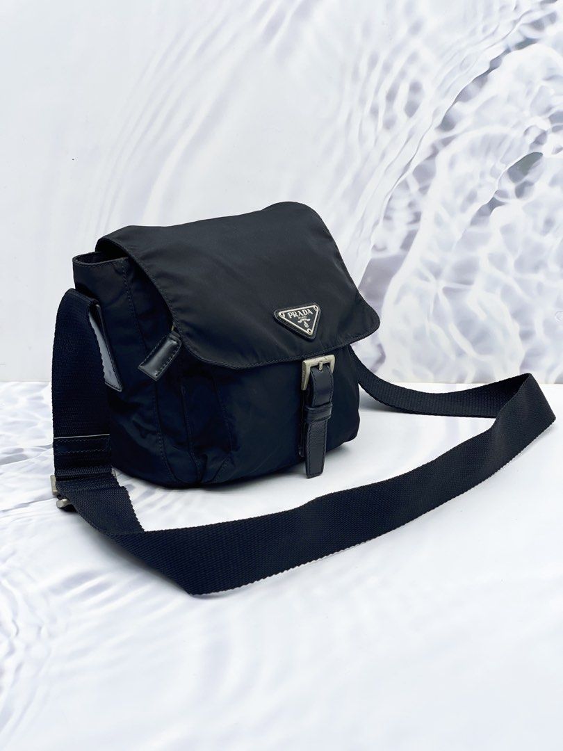 Prada Tessuto Nylon Sport Black Messenger Crossbody Bag 