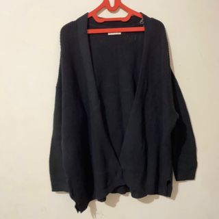 [PRELOVED] Cotton On Black Knit Oversized Long Cardigan / cardigan panjang outer
