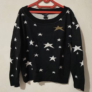 [PRELOVED] Mango Black Star Knit Sweater Top / atasan rajut