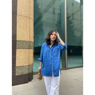 [PRELOVED] Minewear Oversized Poplin Shirt Majestic Blue / kemeja katun atasan