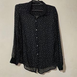 [PRELOVED] Zara Trafaluc Black Star See Through Shirt / Blouse / atasan kemeja