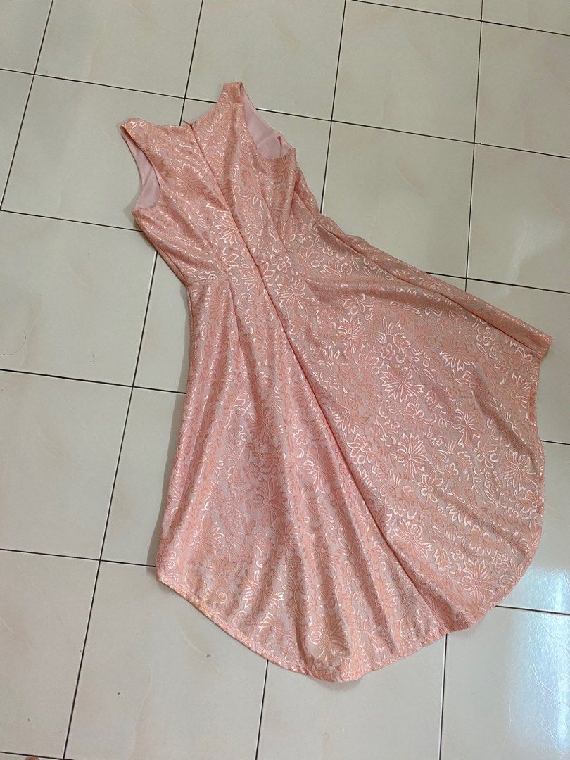 Prom lace dress with pearl belt chain belt Women s Fashion