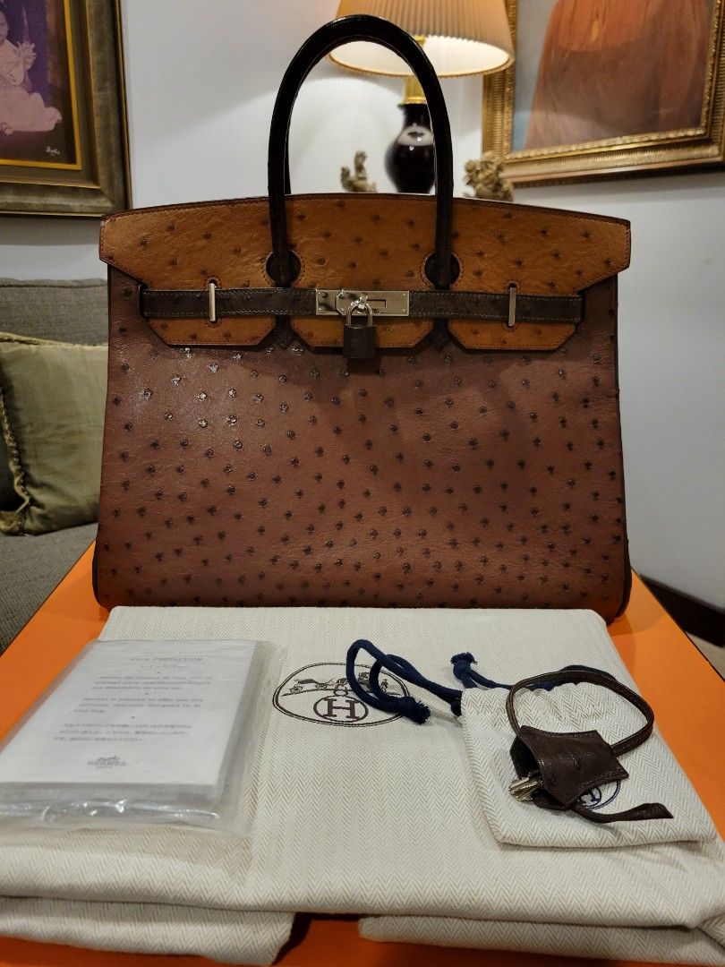 A COGNAC OSTRICH BIRKIN 40 BAG  Bags, Ostrich handbags, Ostrich leather