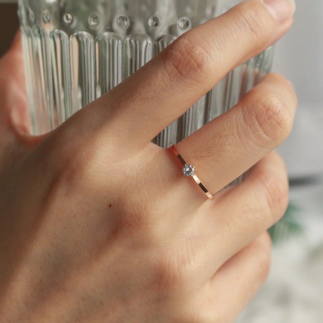 Rose Gold Cubic Zirconia Ring Women s Fashion Jewelry