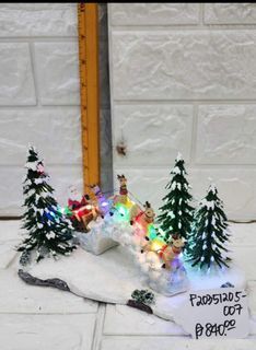 Santa and Sleigh Reindeers on a Bridge Christmas Village accessory