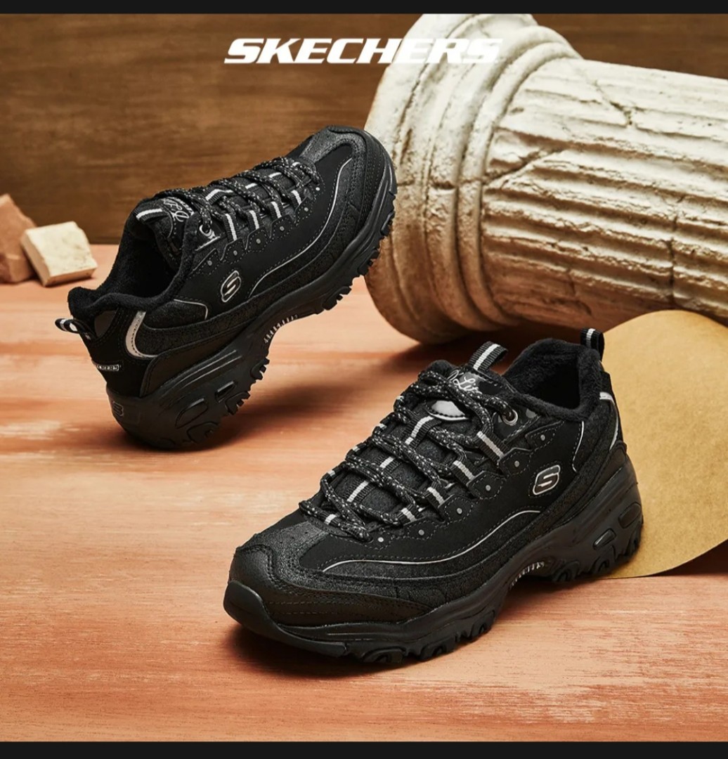 Skechers Womens D'Lites Play On Fashion Sneaker Black Size 10 11949/BBK