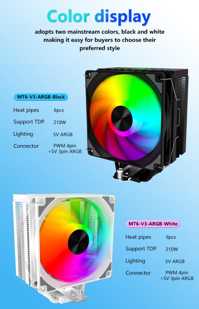 SNOWMAN MT6-V3 Newly Design 6 Heat Pipes CPU Desktop ID Cooler Radiator ...