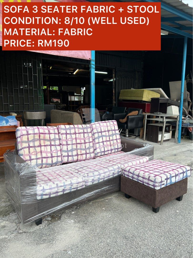 SOFA 3 SEATER FABRIC STOOL Furniture Home Living Furniture