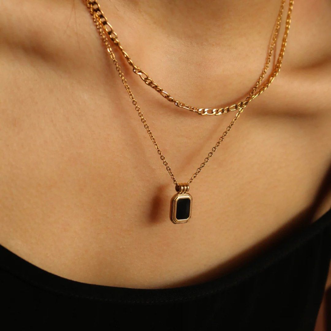 Mens gold layered necklace shop