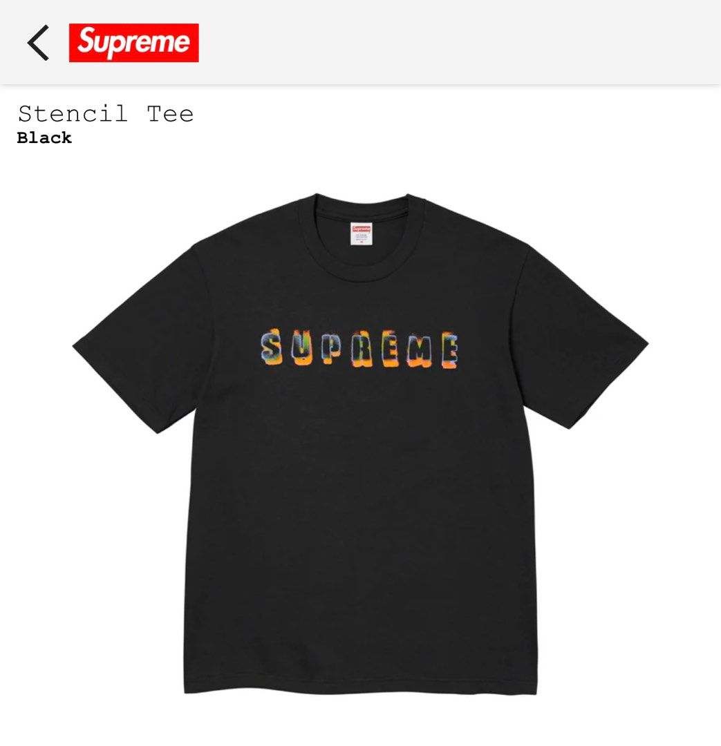 Supreme Tee fw23 stencil tee XL 黑色現貨, 男裝, 上身及套裝, T