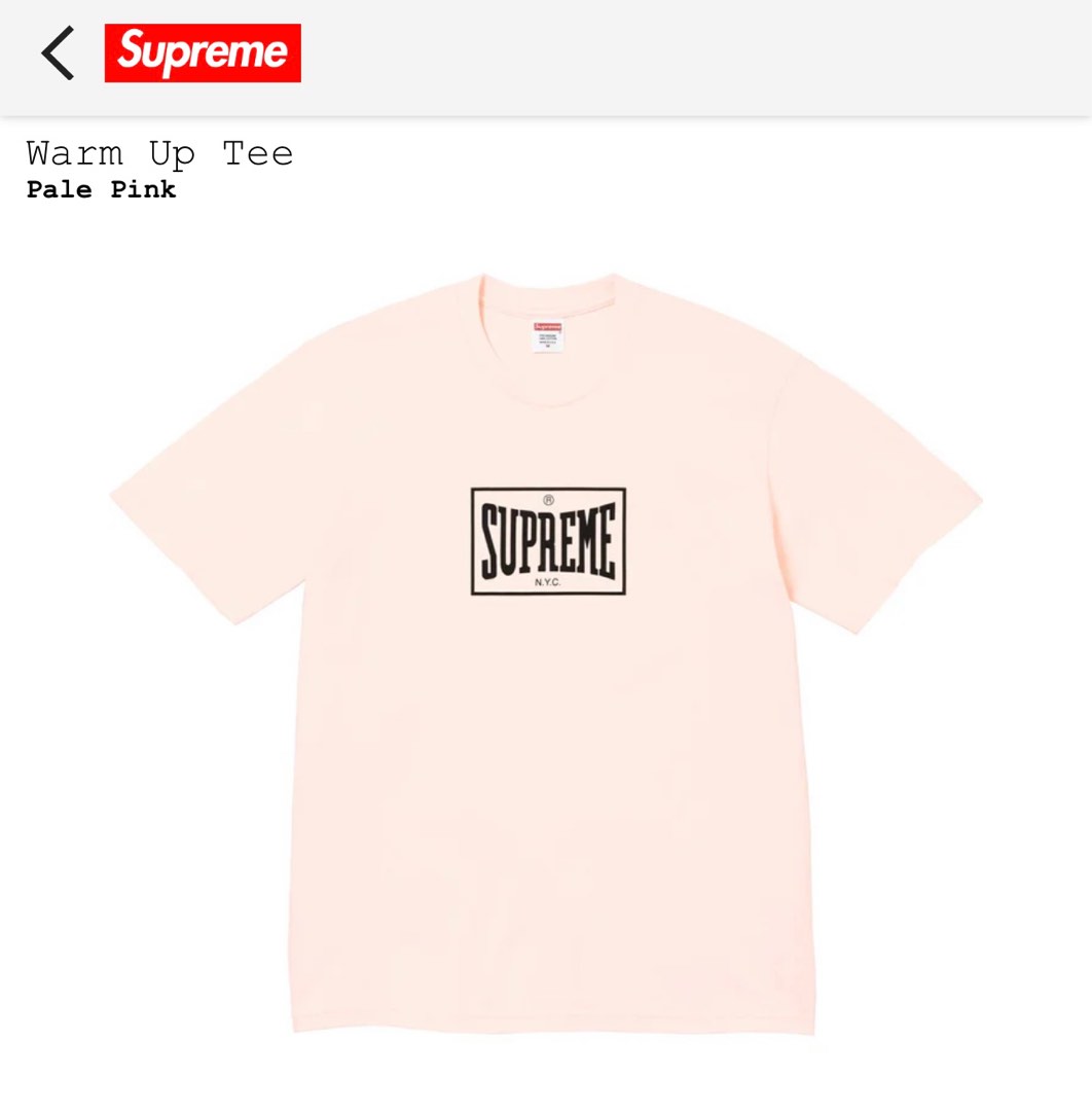 Supreme Tee fw23 warm up tee XL 淺粉紅pale pink 現貨可換backpack