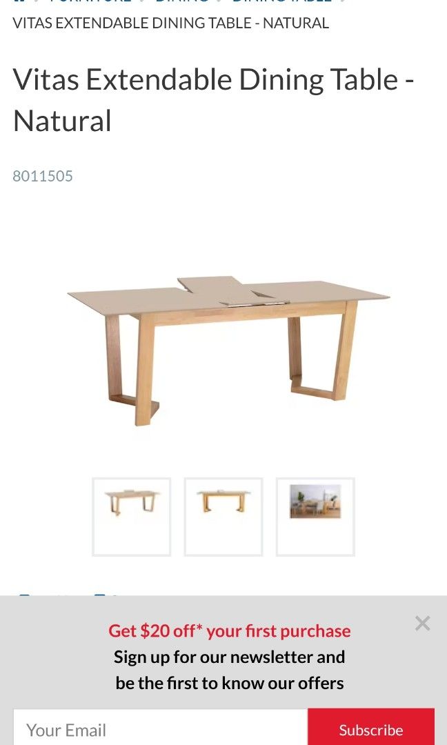 Extendable Dining Table (Category: Tables & Sets) located in Puchong. Submitted by su_kee619 (Listing ID 1196823298, Image 3). Description: brand new table top. selling at half price - PM for serious buyer only. size : (before extend 160cm x 90cm) (after extend 200cm x 90cm) (with legs, previous listing without leg).