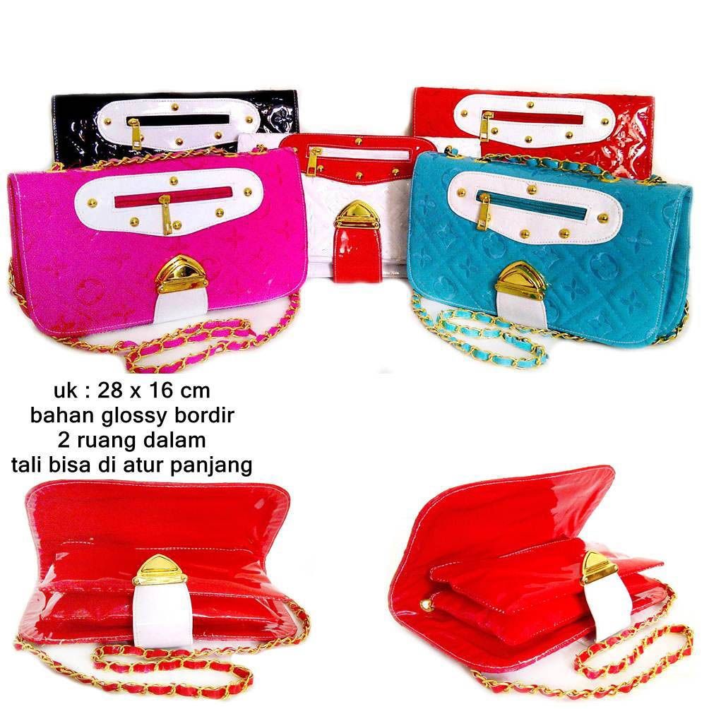 Jual TAS WANITA MURAH RANTAI LV SLING BAG 2RUANG SELEMPANG SLING