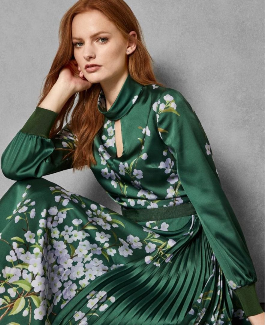 Ted baker green deals silk dress