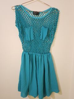 Turquoise mesh dress