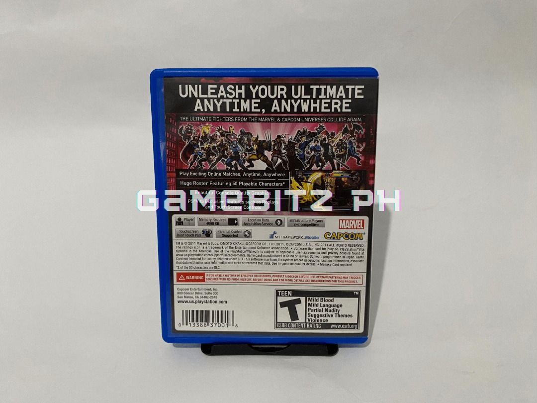 Ultimate Marvel Vs. Capcom 3 PS Vita Oled Slim Game (Category: PlayStation) located in Tarlac. Submitted by gamebitzph (Listing ID 1251748559, Image 2). Description: Ultimate Marvel Vs. Capcom 3 for PS Vita Oled/Slim Original case, cover art, cart Pre-owned/Used The game cartridge has been tested and working location: Tarlac area shipping: J&T or LBC (payment first via gcash or bank account) COD is also available Message us for any inquiries, mor