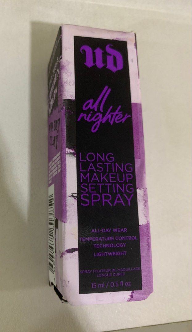 Urban Decay All Nighter Setting Spray mini (Category: Makeup) located in Quezon City. Submitted by jamgeee (Listing ID 1251751837, Image 1). Description: Used a few items only. 15ml size.