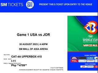 USA vs Jordan FIBA 2023 Basketball World Cup Manila MOA
