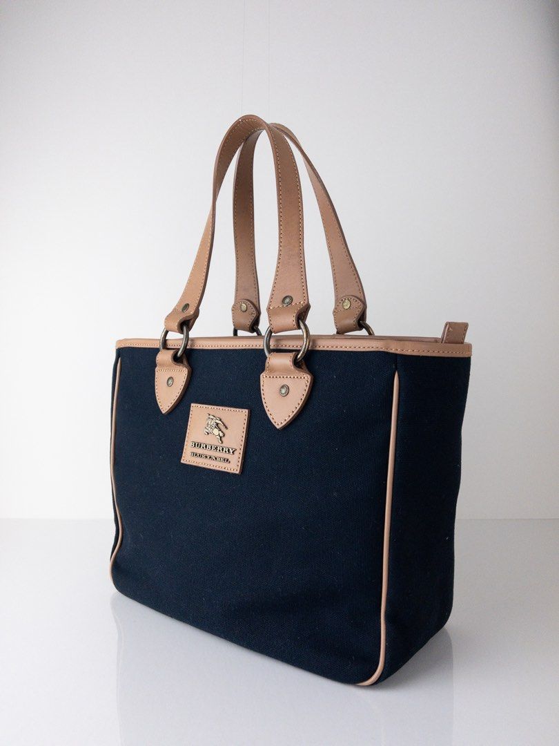 BURBERRY Blue Label Nova Check Black Canvas Leather Hand Bag Tote Bag Purse  Used | eBay