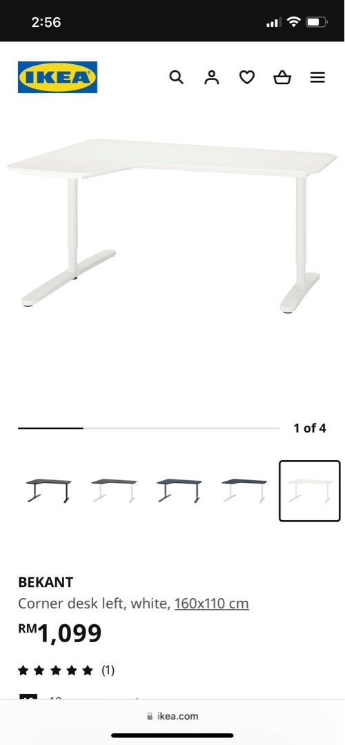 Used IKEA BEKANT L shape desk, Furniture & Home Living, Furniture