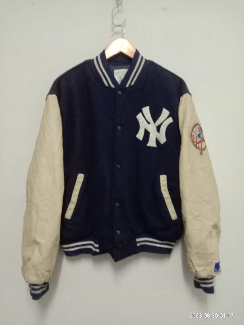 Yankees leather sleeve jacket top