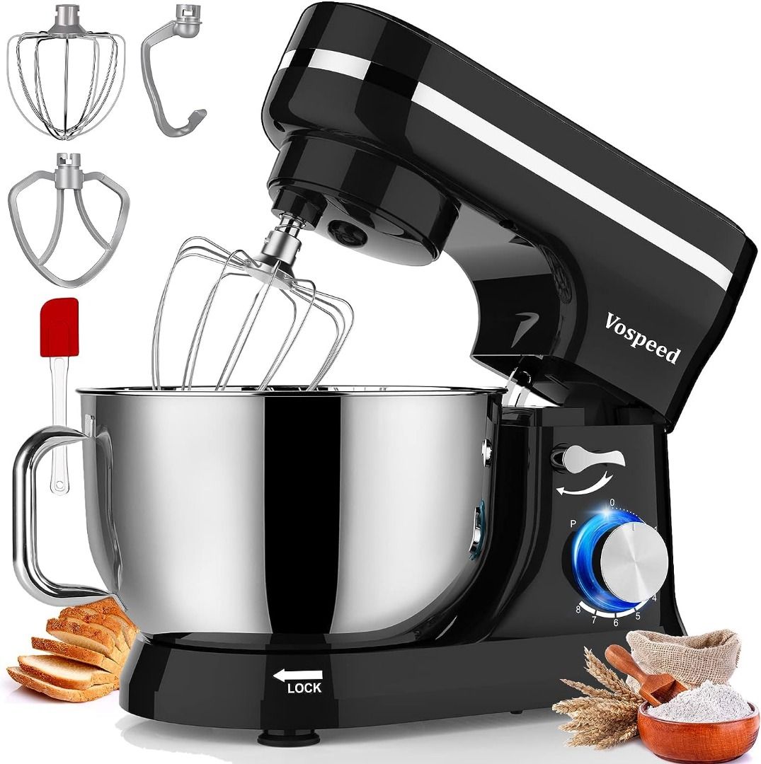 GEFT Stand Mixer, 6 QT 600W Tilt-Head Dough Mixer, 6+P speed Mixers Kitchen  Electric Stand Mixer with Stainless Steel Bowl, Dishwasher-Safe Dough Hook,  Flat Beater, Wire Whisk, Splash Guard, Black - Yahoo