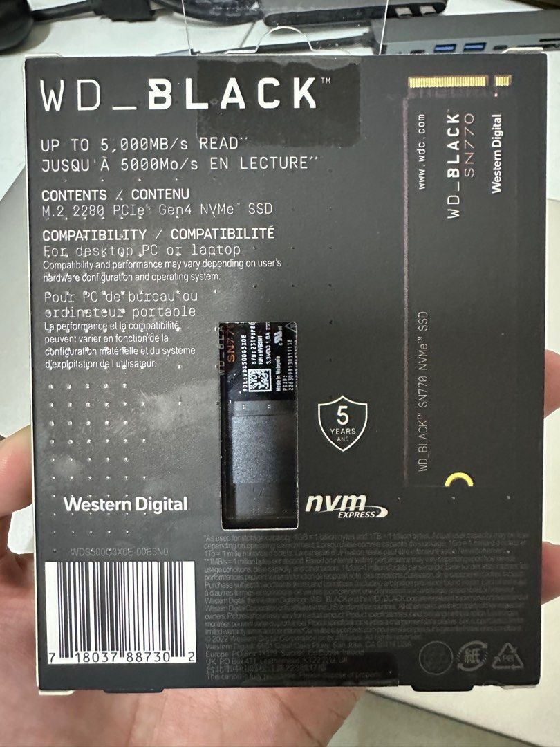 WD Western Digital Black SN770 500 GB, Computers & Tech, Parts