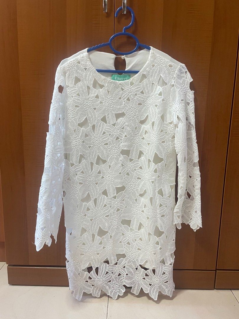 Eyelet Peplum Blouse Off White