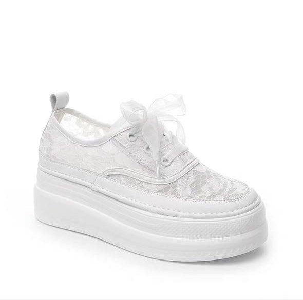 White lace clearance platform sneakers