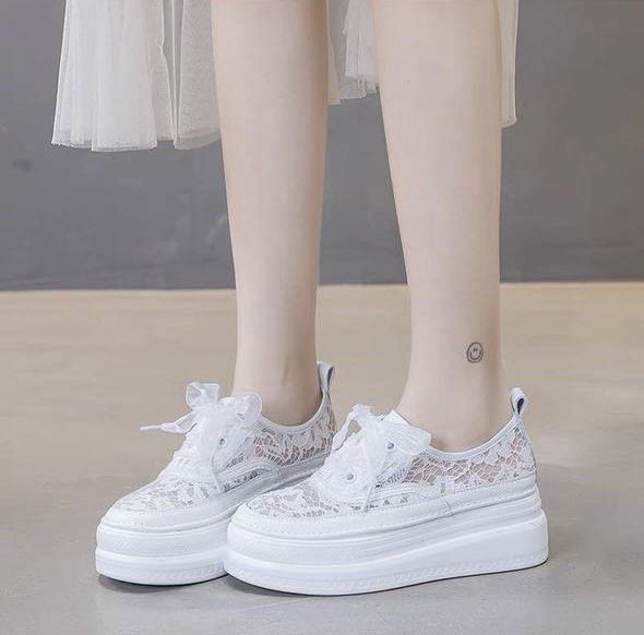 White lace platform sneakers shop